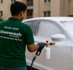 Foam washing service by OwnWash for doorstep car cleaning with thick foam and shine finish